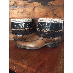 Upcycled western cowboy boots women's size 9 1/2